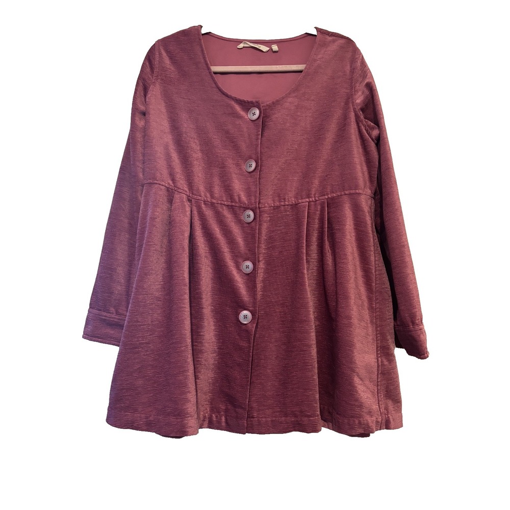 Soft Surroundings sz L violet long sleeve velvet long sleeve lagenlook tunic E